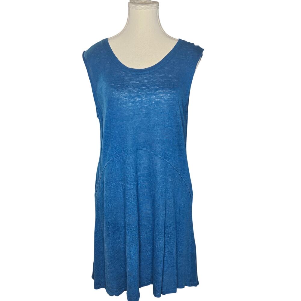 Lightweight Linen Turquoise Sleeveless Summer Dress -S- Lagenlook 36B | 32-35"L